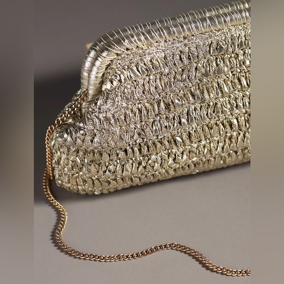 Anthropologie Metallic Crochet Clutch, NWT - Picture 5 of 8
